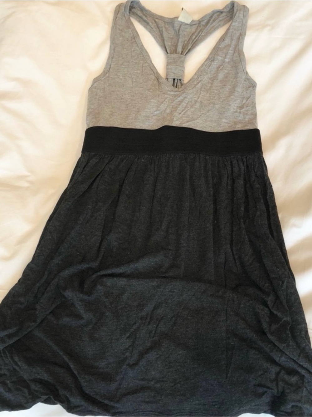 Ginger G Two-Tone Gray and Charcoal Racerback Mini Dress